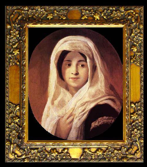 framed  Brocky, Karoly Portrait of a Woman with Veil, Ta068